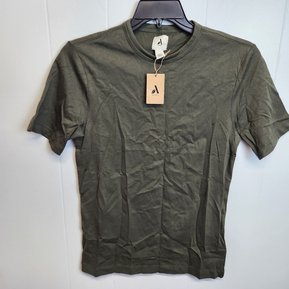 Amazon Essentials Shirt Mens XXS Olive Green Crewneck Basic Casual Tee T-Shirt‎